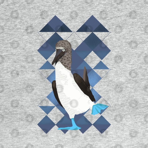 Blue Footed Booby Bird Blue Geometric by Suneldesigns